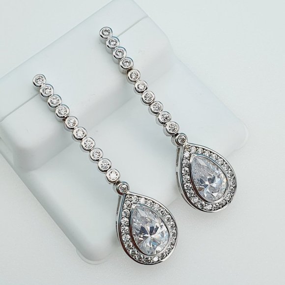 "925 Sterling Silver Cubic Zircon Earrings, UU1P7A7023 - Picture 7 of 11